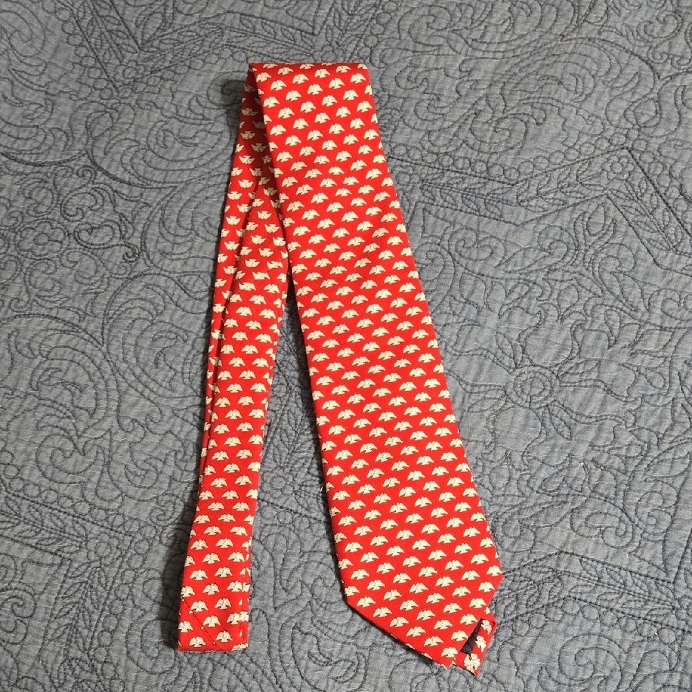 Vineyard Vines Red Silk Tie with Eagle Design